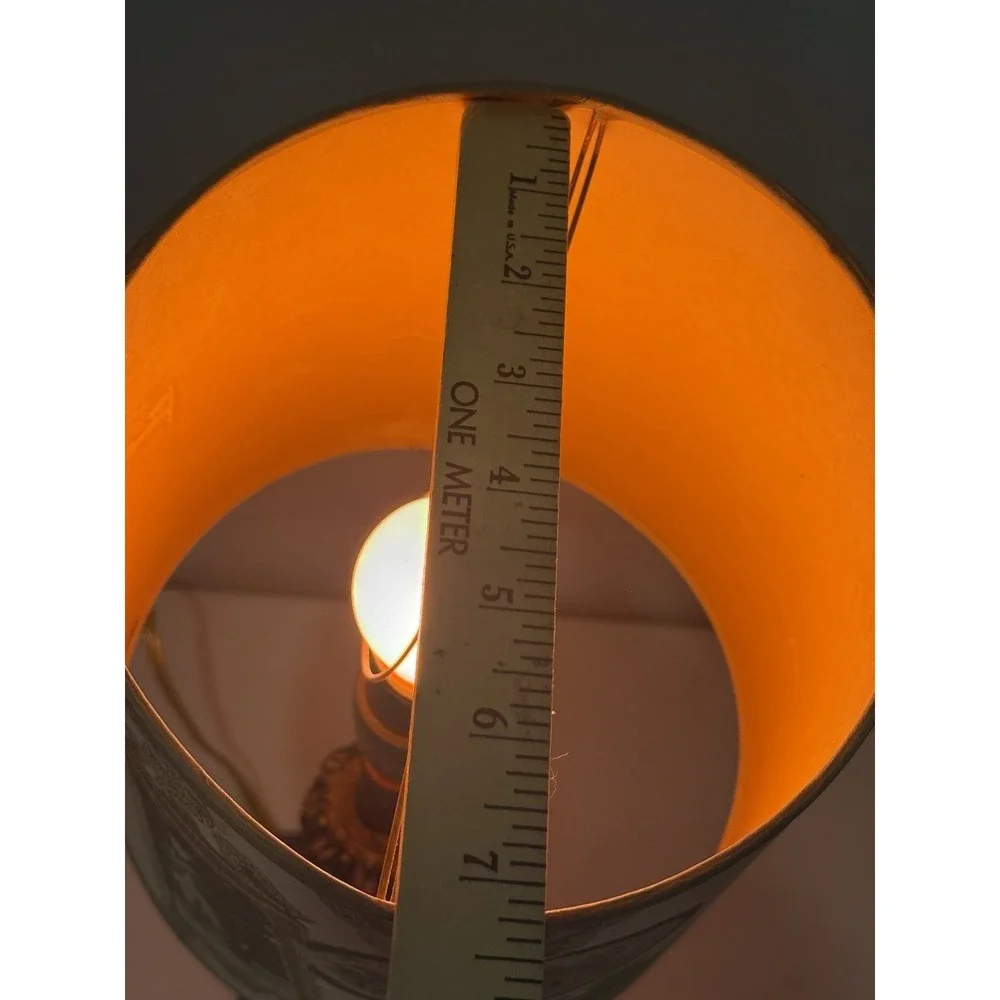 Vintage Unique Table Accent Lamp Wood / Metal / Resin With Shade ~14
